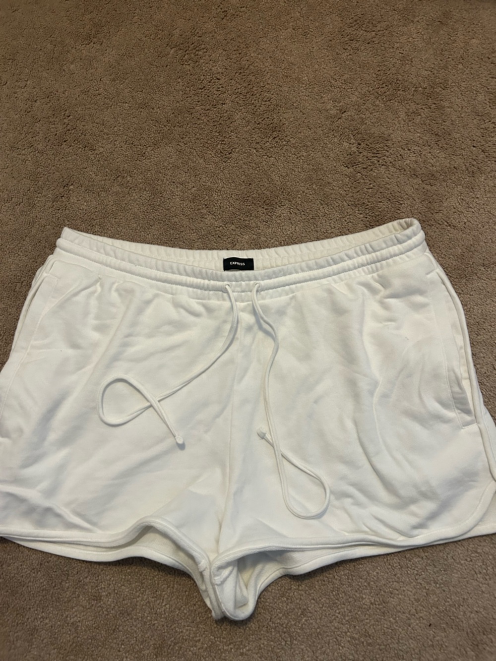 White Drawstring Sweat Shorts